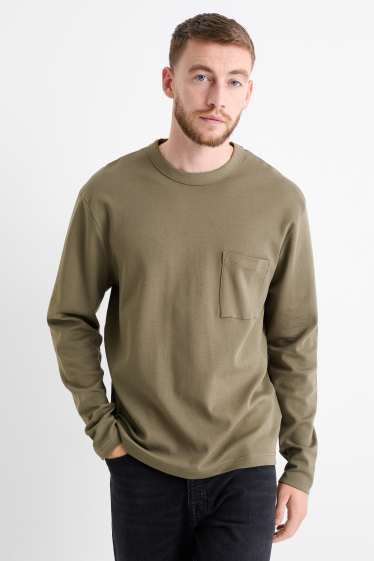 Bărbați - Tricou cu mânecă lungă - kaki