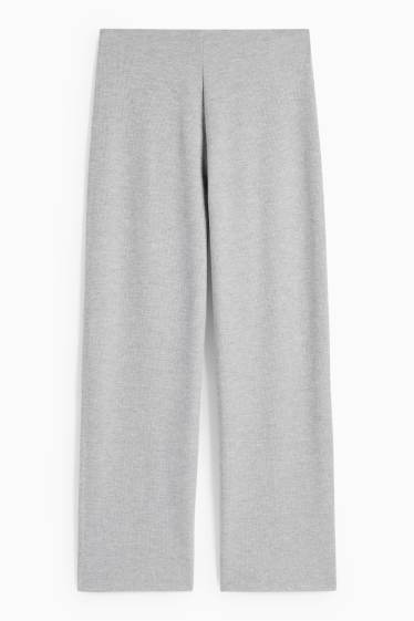 Femei - Pantaloni de trening din tricot - gri deschis melanj