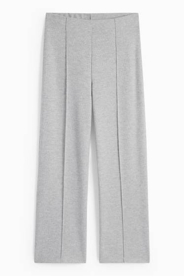 Femei - Pantaloni de trening din tricot - gri deschis melanj