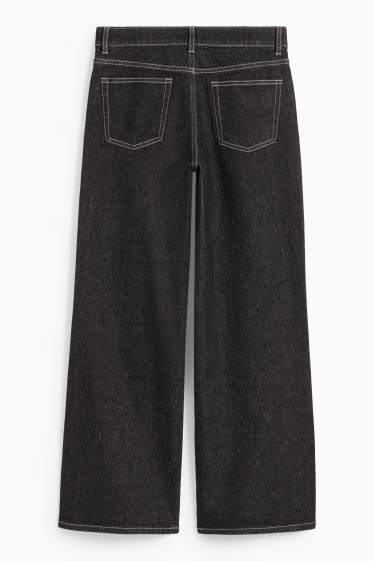 Femei - Wide leg jeans - talie joasă - denim-gri închis
