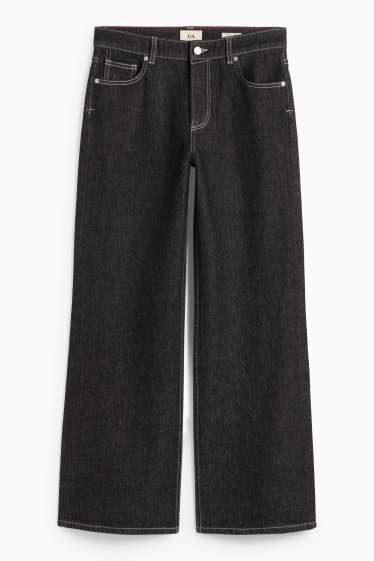 Femei - Wide leg jeans - talie joasă - denim-gri închis