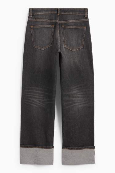 Women - Baggy jeans - mid-rise waist - denim-dark gray