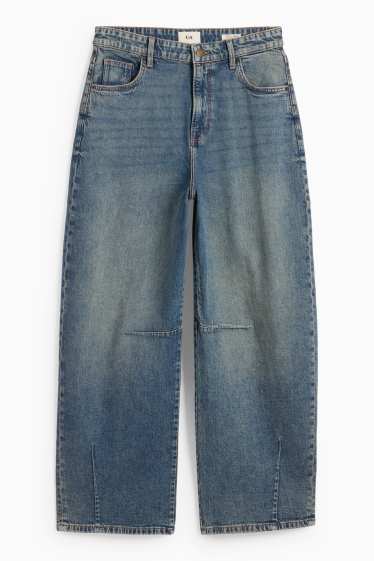Femei - Balloon jeans - talie medie - denim-albastru gri