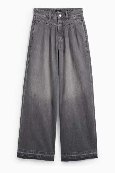 Femei - Wide leg jeans - talie medie - denim-gri