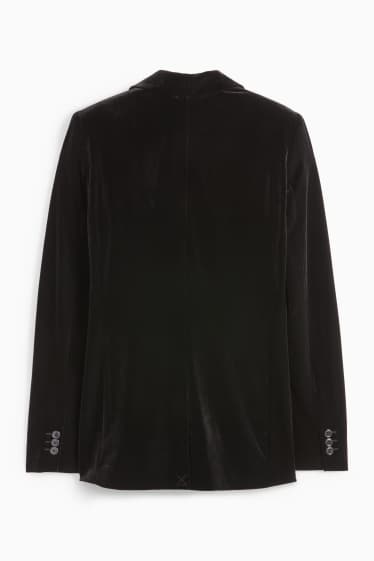 Femei - Blazer lung din catifea - regular fit - negru