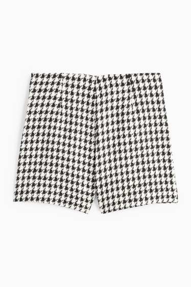 Femei - Pantaloni scurți - talie înaltă - în carouri - negru / alb