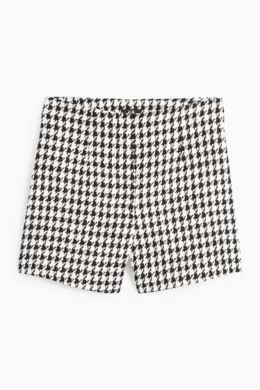 Femei - Pantaloni scurți - talie înaltă - în carouri - negru / alb
