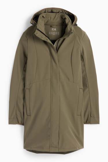 Femei - Palton din softshell cu glugă - rezistent la apă - 4 Way Stretch - verde