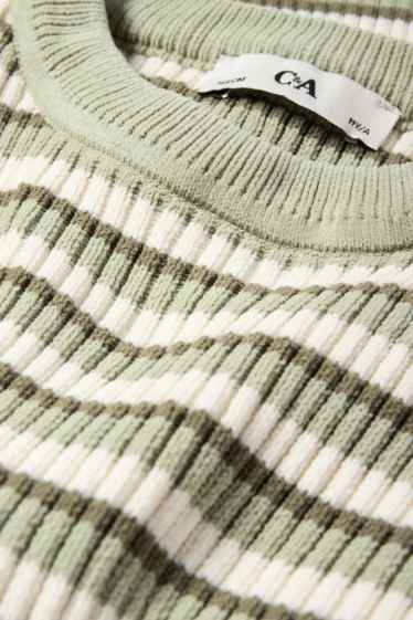 Kinder Mädchen - Chenille-Pullover - gerippt - gestreift - hellgrün