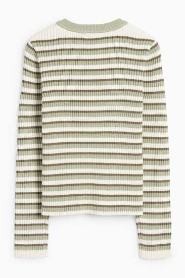 Kinder Mädchen - Chenille-Pullover - gerippt - gestreift - hellgrün