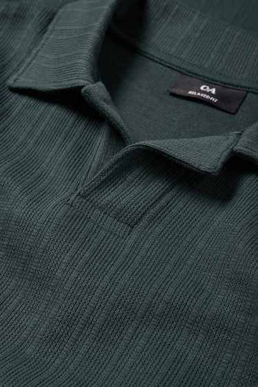 Bărbați - Tricou polo - relaxed fit - structurat - verde închis