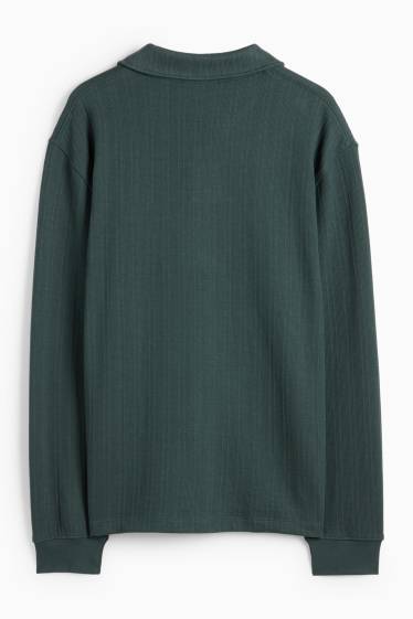 Bărbați - Tricou polo - relaxed fit - structurat - verde închis