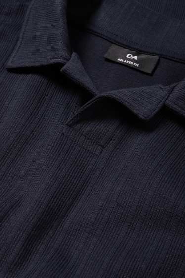 Bărbați - Tricou polo - relaxed fit - structurat - albastru închis