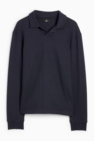 Bărbați - Tricou polo - relaxed fit - structurat - albastru închis