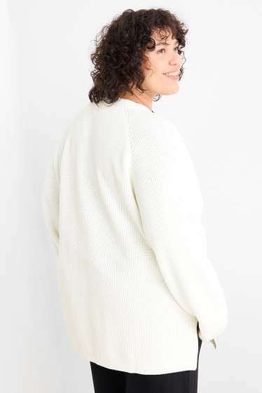 Femei - Cardigan tricotat - reiat - alb