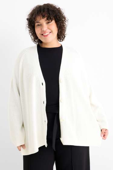 Femei - Cardigan tricotat - reiat - alb