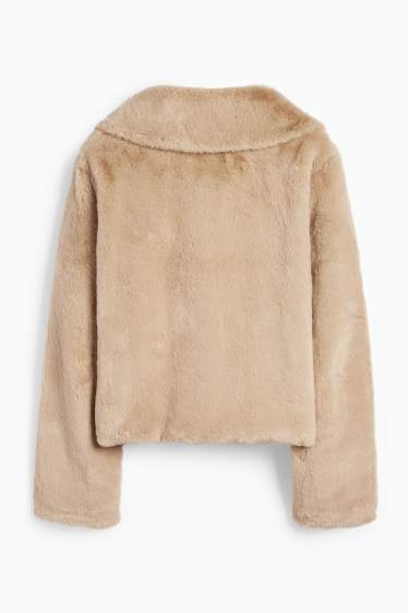 Women - Faux fur jacket - beige