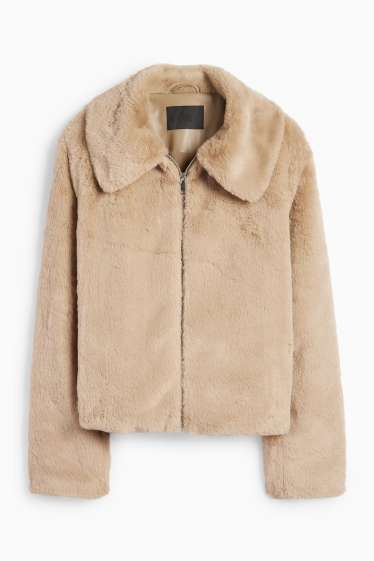Women - Faux fur jacket - beige