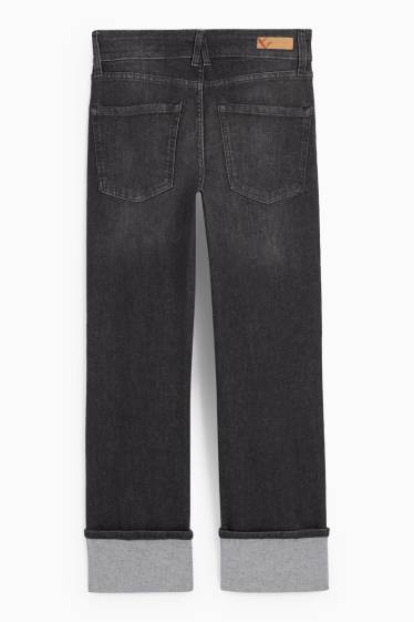 Femei - Crop straight jeans - talie medie - LYCRA® - denim-gri