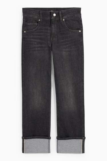 Femei - Crop straight jeans - talie medie - LYCRA® - denim-gri