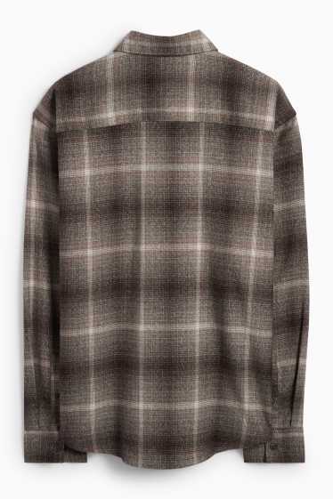Herren - Flanellhemd - Relaxed Fit - Kent - kariert - braun