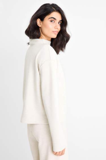 Women - Sweatshirt - ribbed - white-melange
