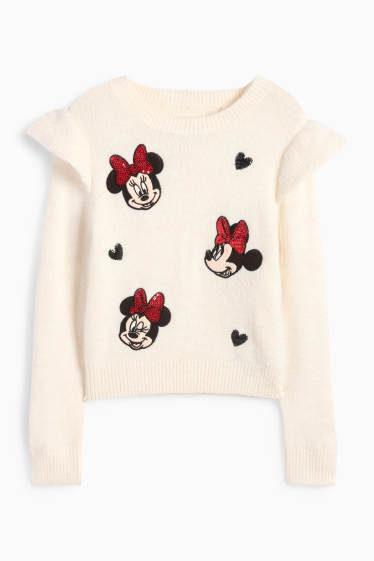 Copii - Fete - Minnie Mouse - pulover - alb-crem
