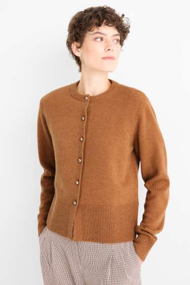 Femei - Cardigan tricotat - maro deschis