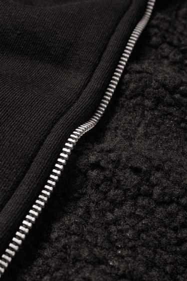 Uomo - Felpa con zip e cappuccio - foderato - nero