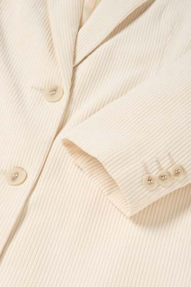 Femei - Blazer lung din catifea reiată - regular fit - crem