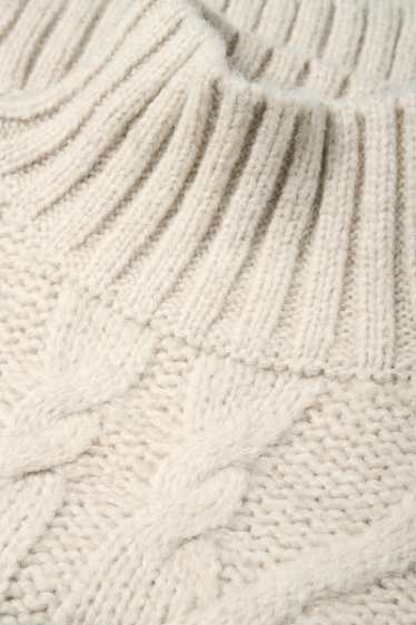 Femei - Pulover crop - cu torsade - bej deschis