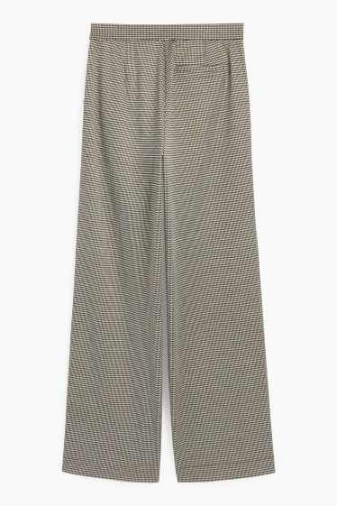 Femei - Pantaloni din jerseu - talie înaltă - wide leg - în carouri - negru / nej