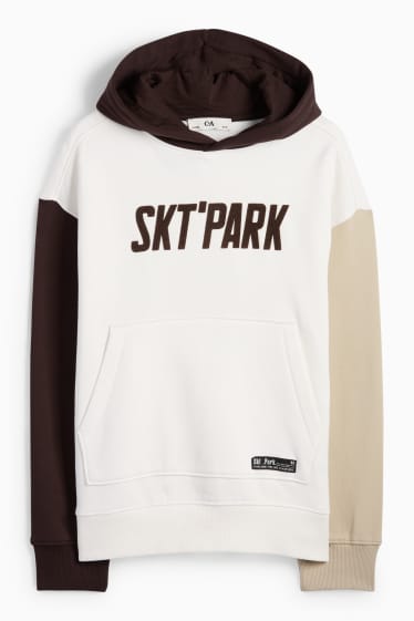Kinder Buben - Hoodie - braun / cremeweiß