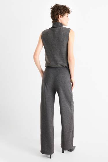 Femei - Pantaloni de trening din tricot - gri melanj