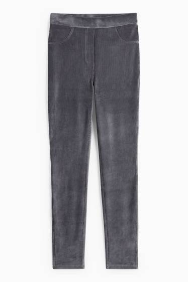 Women - Corduroy leggings - dark gray