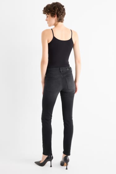 Femei - Slim jeans - talie medie - jog denim - denim-gri închis