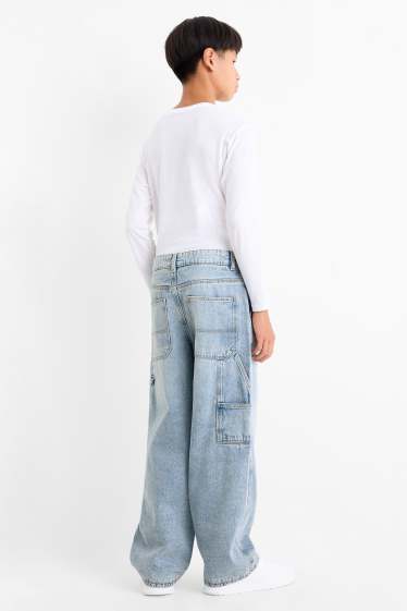 Kinder Buben - Baggy Jeans - Thermojeans - helljeansblau