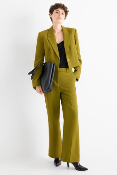 Femei - Pantaloni office - talie medie - wide leg - verde deschis