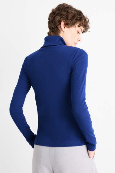 Damen - Rollkragenshirt - gerippt - dunkelblau