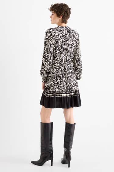 Femei - Rochie tip bluză - cu model - negru / nej
