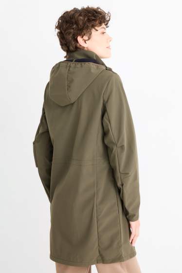 Femei - Palton din softshell cu glugă - rezistent la apă - 4 Way Stretch - verde