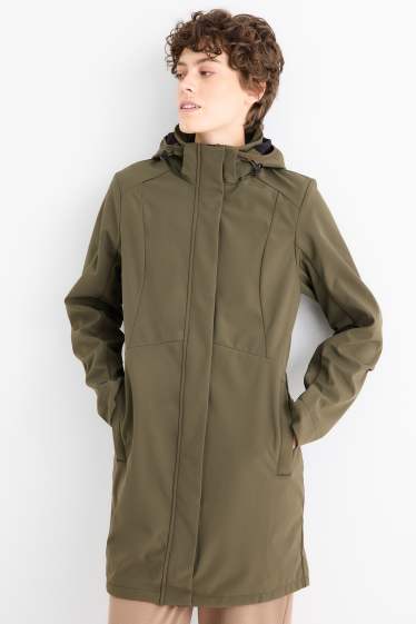 Femei - Palton din softshell cu glugă - rezistent la apă - 4 Way Stretch - verde