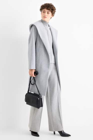 Femei - Pantaloni de trening din tricot - gri deschis melanj