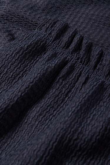 Women - Jersey trousers - mid-rise waist - wide leg - textured - dark blue