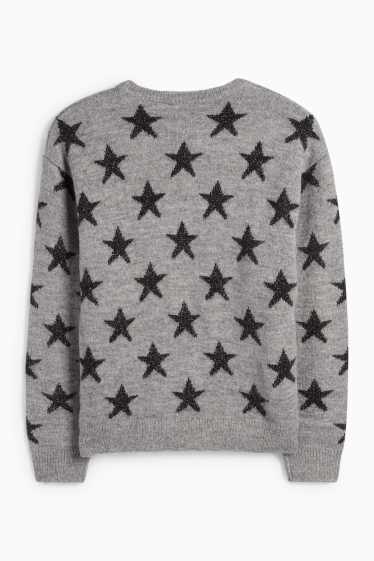 Children Girls - Star - jumper - gray