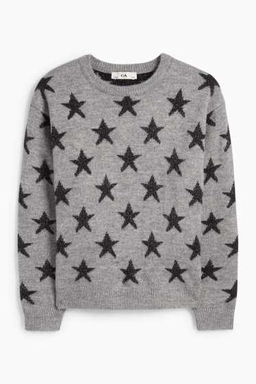 Children Girls - Star - jumper - gray