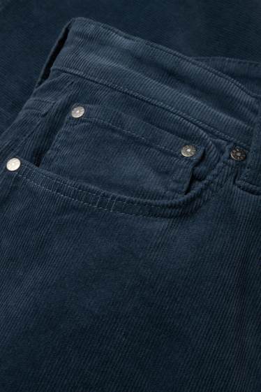 Bărbați - Pantaloni din catifea reiată - regular fit - albastru închis