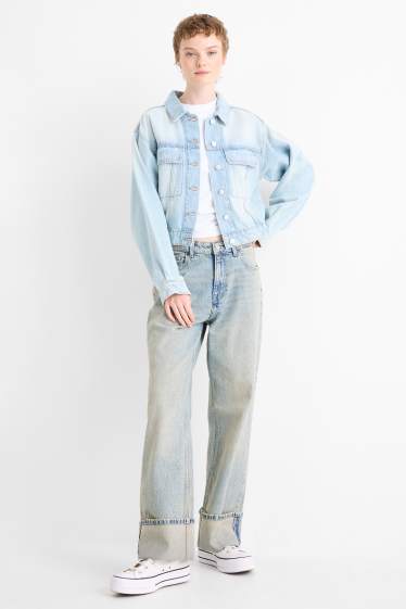 Femei - Baggy jeans - talie medie - denim-albastru deschis