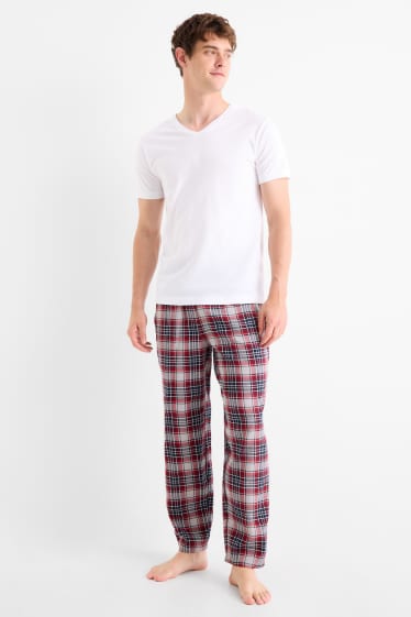 Bărbați - Multipack 2 perechi - pantaloni de pijama din flanel - roșu / albastru