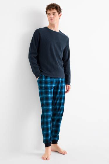 Bărbați - Pijama cu pantaloni din flanel - albastru închis